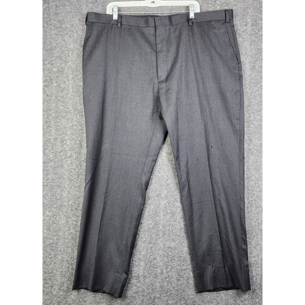 Awearness Kenneth Cole Dress Pants Mens 44 Gray 100% Wool‎ Flat Front Trousers